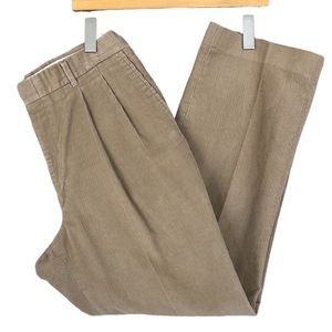 Haggar Tan Khaki Cotton Blend‎ Pleated Front Corduroy Pants